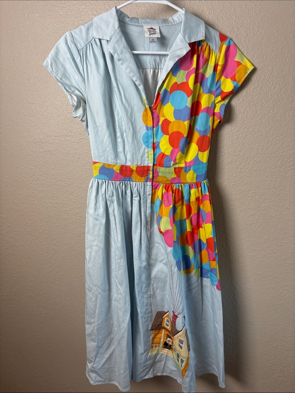 Disney The Dress Shop “Up” Carl & Balloon House Fit & Flare Dress Size Small